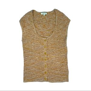 Madewell Marled Ribbed Shaw Button-Front Sweater Tee-S